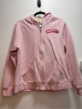 Vintage Disney Pink Moody Embroidered Zip Hoodie